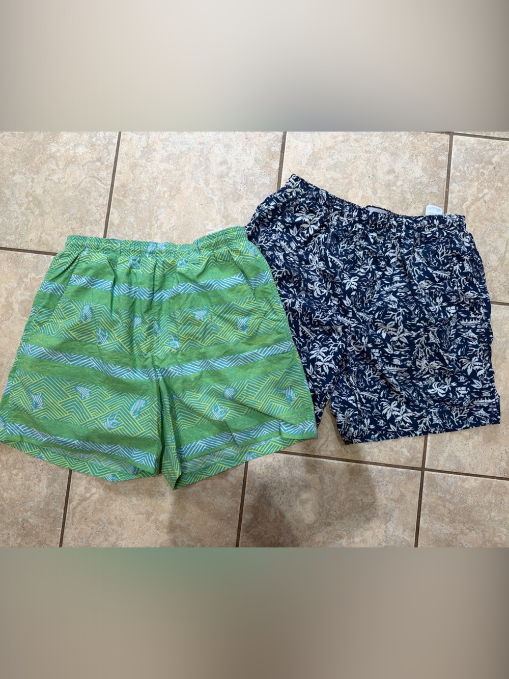 Columbia Men’s Green & Navy Patterned Swim Shorts - Pack of 2